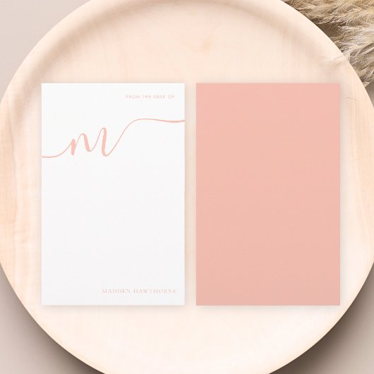モノグラムガーリー書道コーラルピンクノート紙 便箋