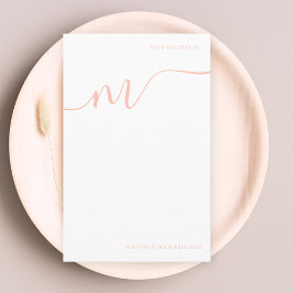 モノグラムガーリー書道コーラルピンクノート紙 便箋