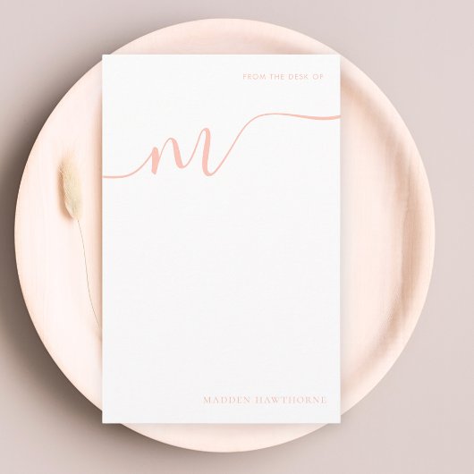 モノグラムガーリー書道コーラルピンクノート紙 便箋