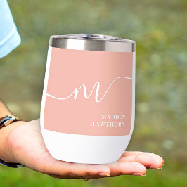 モノグラムガーリー書道サンゴ赤面ピンクブライド