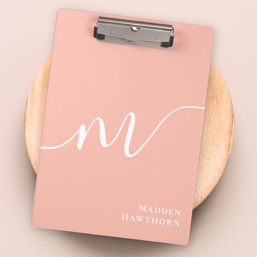 モノグラムガーリー書道サンゴ赤面ピンク クリップボード