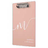 モノグラムガーリー書道サンゴ赤面ピンク クリップボード (左)