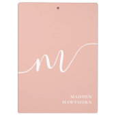 モノグラムガーリー書道サンゴ赤面ピンク クリップボード (裏面)