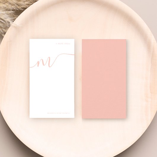 モノグラムガーリー書道珊瑚桃色文具 ノートカード