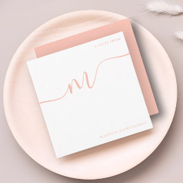 モノグラムガーリー書道珊瑚桃色文具 ノートカード