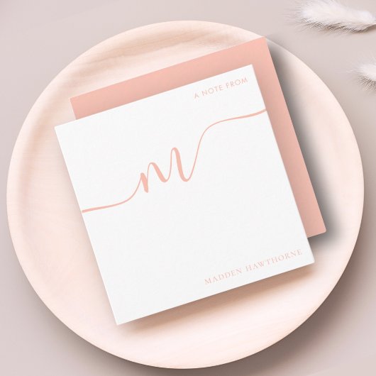 モノグラムガーリー書道珊瑚桃色文具 ノートカード