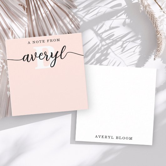 モノグラムガーリー書道赤面ピンク文房具 ノートカード