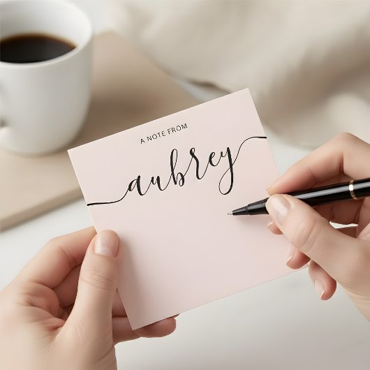 モノグラムガーリー書道赤面ピンク ノートカード