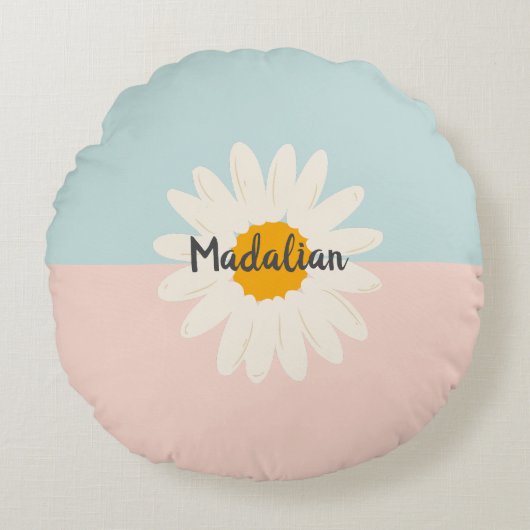 モノグラムガーリー2トーン色ブロックPink Blue ラウンドクッション (正面)