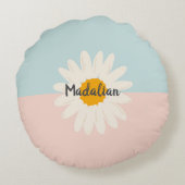 モノグラムガーリー2トーン色ブロックPink Blue ラウンドクッション (裏面)