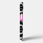 モノグラムガーリー、ピンク、ブラックダマスク模様 Case-Mate iPhoneケース (裏面 / 右)