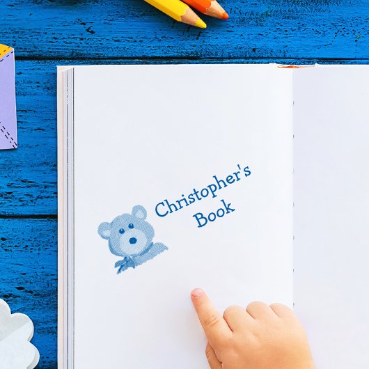 モノグラムキッズベア蔵書票ゴム印 セルフインキングスタンプ