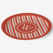 モノグラムキャンディーケインストライプ ペーパープレート (アングル)