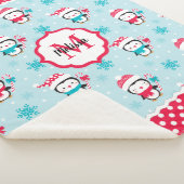 モノグラムキュートクリスマスホリデー シェルパブランケット (3/4)