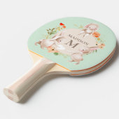 モノグラムキュートバニーウサギパーソナライズされたフローラ 卓球ラケット (正面アングル)