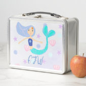 モノグラムキュートパステルペリウィンクルマーメイドプリンセス メタルランチボックス (インサイチュ)