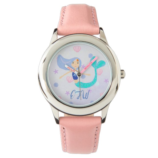モノグラムキュートパステルペリウィンクルマーメイドプリンセス 腕時計 (正面)