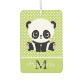 モノグラムキュートパンダベアパーソナライズされた水玉模様 カーエアーフレッシュナー (正面)