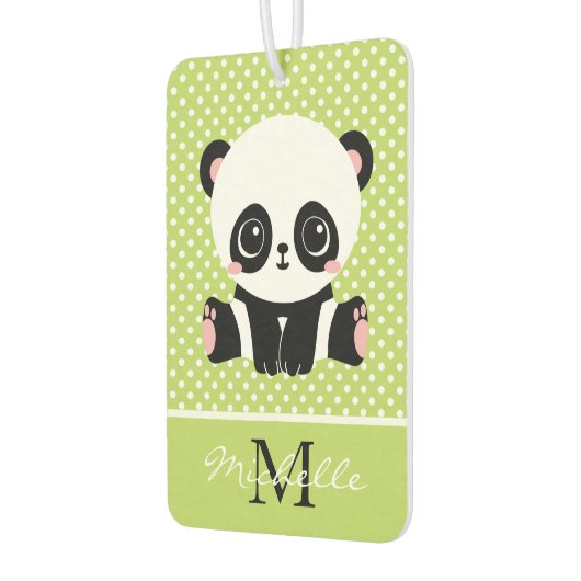 モノグラムキュートパンダベアパーソナライズされた水玉模様 カーエアーフレッシュナー (左)