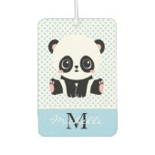 モノグラムキュートパンダベアパーソナライズされた水玉模様 カーエアーフレッシュナー (正面)