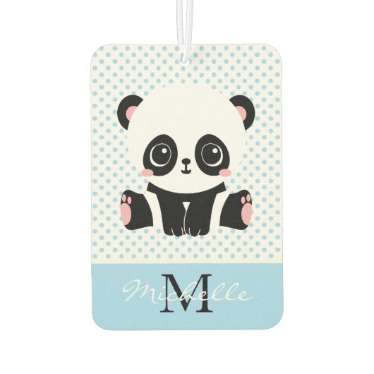 モノグラムキュートパンダベアパーソナライズされた水玉模様 カーエアーフレッシュナー (裏面)
