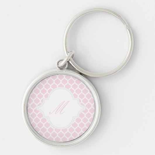 モノグラムキーホルダー付きピンク色モロッコパターン キーホルダー (正面)