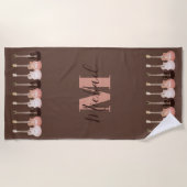 モノグラムギターパターン素朴な茶色 ビーチタオル (正面)