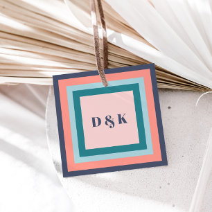 モノグラムギフトラベル、イニシャルとビーチ色 フェイバータグ