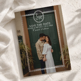 モノグラムクラウンのフォトSave the Date 箔招待状