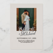 モノグラムクラウンのフォトSave the Date 箔招待状 (裏面)
