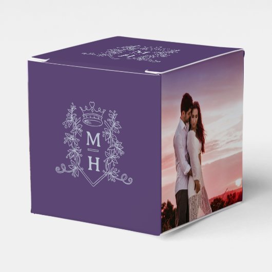 モノグラムクラウンパープルシルバーグレー結婚写真 フェイバーボックス (正面サイド)