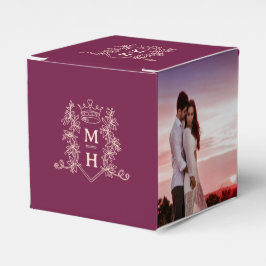 モノグラムクラウンブルゴーニュ赤い桃結婚写真 フェイバーボックス