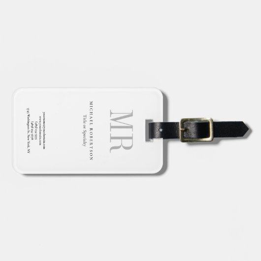 モノグラムクラシカルグレイ白ミニマリスト平野 ラゲッジタグ (正面横)
