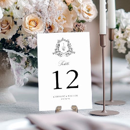 モノグラムクラシカルフラワーの伝統的な結婚式 テーブルナンバー