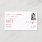 モノグラムクラシックと写真が付いた白い 名刺 (裏面)