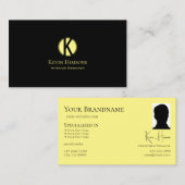 モノグラムクラシックと写真とプレーン黒の黄色 名刺 (正面/裏面)