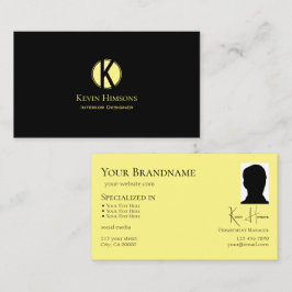 モノグラムクラシックと写真とプレーン黒の黄色 名刺