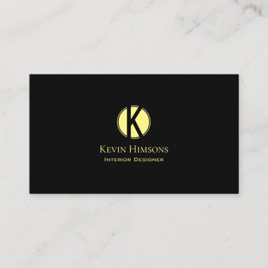 モノグラムクラシックと写真とプレーン黒の黄色 名刺 (正面)