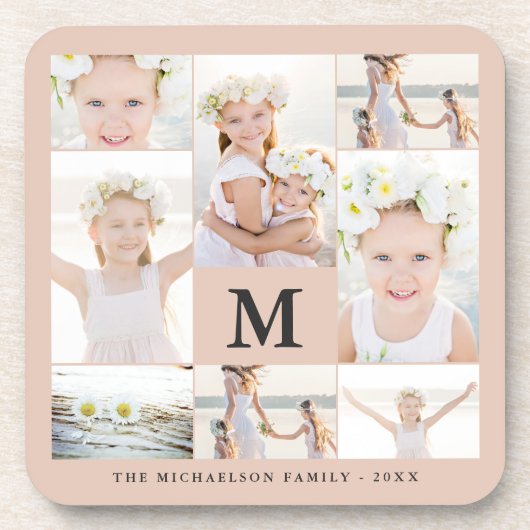 モノグラムクラシックと名前を持つフォトコラージュ コースター (正面)