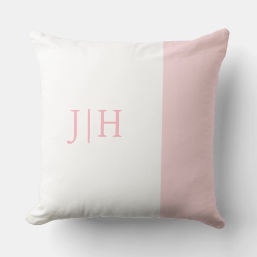 モノグラムクラシックのピンク幅ストライプ&ホワイト クッション (正面)