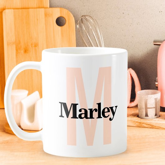 モノグラムクラシックはっきりしたイニシャルかわいい名前カスタム コーヒーマグカップ