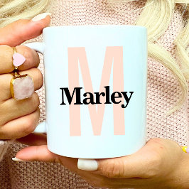 モノグラムクラシックはっきりしたイニシャルかわいい名前カスタム コーヒーマグカップ