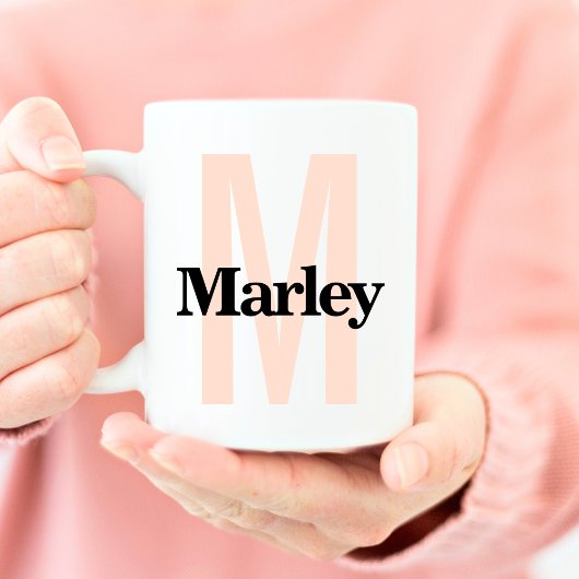 モノグラムクラシックはっきりしたイニシャルかわいい名前カスタム コーヒーマグカップ