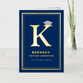 モノグラムクラシックアルファベットシンプル写真卒業 箔グリーティングカード (正面)