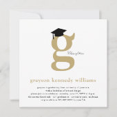 モノグラムクラシックアルファベット写真卒業パーティー 招待状 (正面)