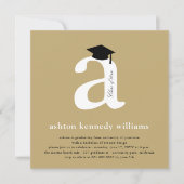 モノグラムクラシックアルファベットA写真卒業パーティー 招待状 (正面)