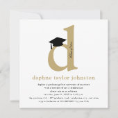 モノグラムクラシックアルファベットD写真卒業パーティー 招待状 (正面)