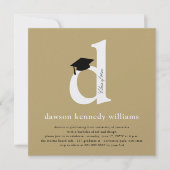 モノグラムクラシックアルファベットD写真卒業パーティー 招待状 (正面)