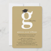 モノグラムクラシックアルファベットg写真卒業パーティー 招待状 (正面)