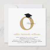 モノグラムクラシックアルファベットO写真卒業パーティー 招待状 (正面)